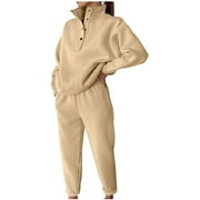 Dianli 2Pcs Women Sweatsuits Outfits Hooded Tracksuit Set Athleisure Hoodies Sweatshirt + Sweatpants Pants Sets Sport Wear Casual Suit
